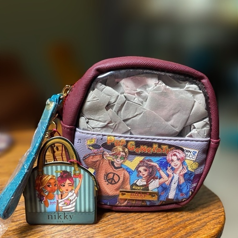 Nicole Lee Nikky Key/Card Holder Wristlet or bag clip feat. Pop Generation.